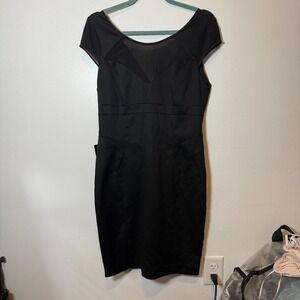 Bebe Gretchen Mesh Insert Dress Black Bodycon Cap Sleeve BNWT 10